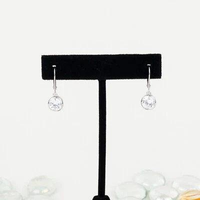 Dainty Diamond Drop Earrings, 925 Sterling Silver, Clip on Earrings for Women - image 1 of 4