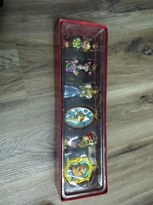 Disney Store Pinocchio Blown Glass Christmas Ornaments COMPLETE Set 6 Geppetto  - Image 1 of 4