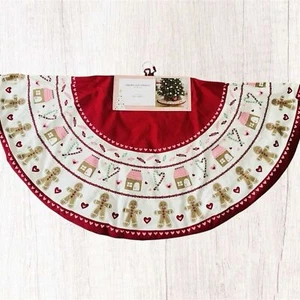 NWT- Cupcake’s and Cashmere Pink, Red & White 52” Gingerbread Man Tree skirt - Picture 1 of 5