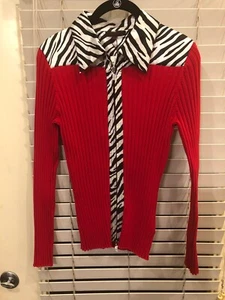 Nuevo con etiquetas Fontana Rojo Viscosa Cremallera Suéter Top Talla L Precio de venta sugerido por el fabricante $98 ENVÍO GRATUITO - Imagen 1 de 6
