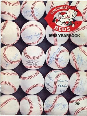 CINCINNATI REDS 1968 Yearbook Cover 8 Autos JOHNNY BENCH ROOKIE Guar Auth KOA - Image 1 of 2