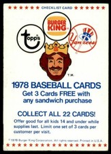 1978 Topps Burger King Yankees *You Pick Your Cards* Finish Your Set ALL NM!