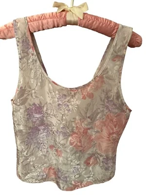 Top lencería con estampado floral Lucie Ann II para mujer talla 34 sedoso sin mangas EE. UU. DE COLECCIÓN Y2K Foto 1 de 4
