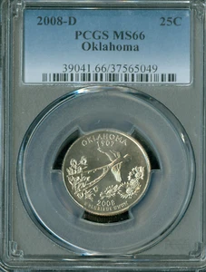 2008 D OKLAHOMA QUARTER PCGS MS66 BUSINESS STRIKE * - Picture 1 of 2