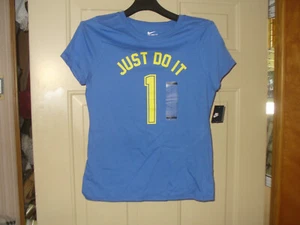 GIRLS NIKE JUST DO IT 1 TEE SHIRT CHOICE SIZE,BLUE NEON YELLOW BQ6259 409 NWT - Picture 1 of 1