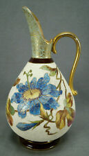 19th Century Royal Bonn Hand Painted Blue Floral & Gold Tapestry Faience Ewer