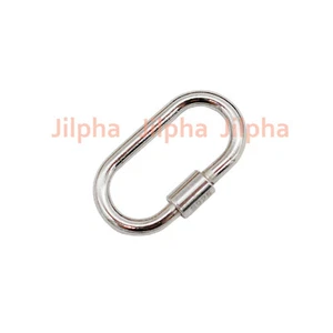 Sterling Silver 925 Oval Link Lock Enhancer Bail Carabiner Clasp Connector A2008 - Picture 1 of 8