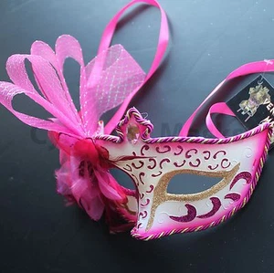 Hot Pink Floral Venetian Masquerade Mask Party Prom Wedding Halloween Costume - Picture 1 of 3