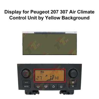 Display for Peugeot 207 307 Air Climate Control A/C Panel With Yellow Background - Imagem 1 de 4