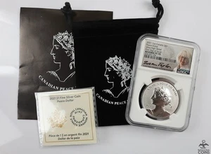 2021 Canada ULTRA HIGH RELIEF PEACE DOLLAR .9999 Silver Coin NGC REVERSE PF70 - Picture 1 of 3