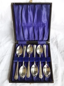 Boxed set 6x EPNS Teaspoons 11cm Patterned Handles Coffee Spoons Canteen - Picture 1 of 9