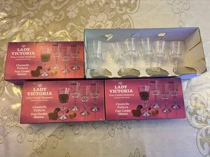 Vintage Lady Victoria Crystal Stemware Four 2 Oz. Cordial Glasses Chantelle - Picture 1 of 1