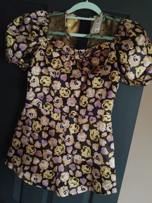 River Island Girls Black Floral Puff Sleeve Bow Playsuit Jumpsuit  Age 11-12 - Image 1 of 2