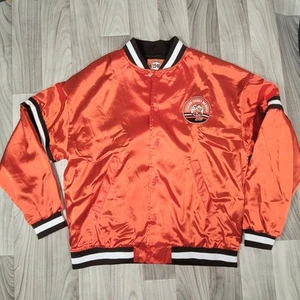 Giacca Cleveland Browns adulto L biglietto stagione membro bomber arancione NFL raso - Foto 1 di 11