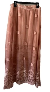 Maxi Falda Costera Grande SOFT AROUND Malla Bordada Seda Superposición Crochet - Imagen 1 de 7