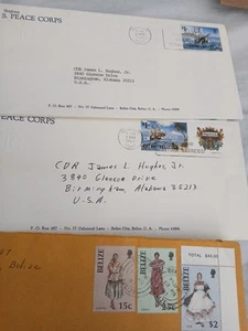 Lot 25 Envelopes Cancelled Belize Stamps 80's - Picture 1 of 6