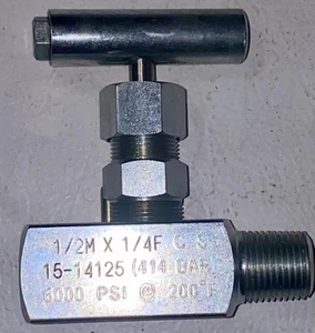 KF Valve 1/2" Male NPT x 1/4" Female NPT 6000 PSI 414 BAR Part # 15-1425 *New* - Picture 1 of 2