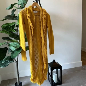 RARE Kat Von D Los Angeles - Yellow Fringe Duster Sweater Size XS Boho Western - Bild 1 von 5