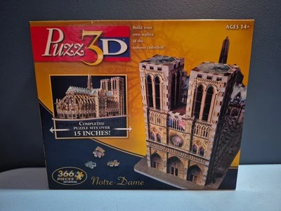 Hasbro Puzz 3D Notre Dame Cathedral 366 Piece Jigsaw Puzzle Advanced Made In USA - Image 1 of 4