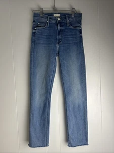 MOTHER Denim Blowing Kisses The Mid Rise Dazzler Crop Fray Jeans Women's Size 25 - Picture 1 of 13