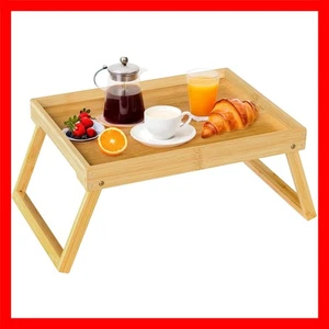 Ergonomisches Betttablett aus Bambus mit klappbaren Beinen – Beige 49,5 x 27,4cm - Bild 1 von 12