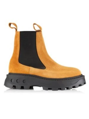 SIMON MILLER Womens Brown Goring Scrambler Round Toe Leather Chelsea 35 - Image 1 of 3