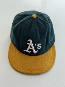 Vintage Oakland Athletics A's New Era Fitted 7 1/4 Hat Cap MLB Made In USA Green - Bild 1 von 10