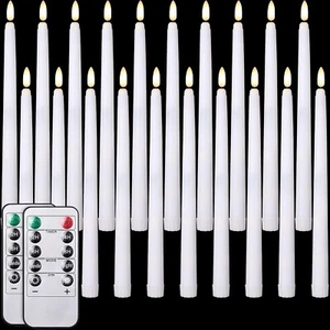 Realistic 3D Wick Flameless Taper Candles with Remote - 20 Pack for Weddings - Picture 1 of 9