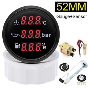 52MM 3 IN 1 Multifunction Gauge Water Temp Oil Pressure Fuel Level with Senders - Picture 1 of 15