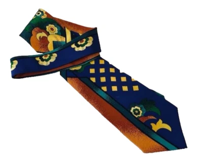 Corbata Rush Limbaugh, Colección Sin Límites, Azul/Amarillo/Naranja Abstracto Floral Foto 1 de 4