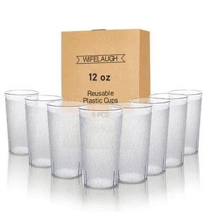12oz DishwasherSafe Plastic Cups Reusable Tumblers Drinking GlassesClear 8 count - Picture 1 of 4