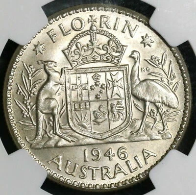 1946 NGC MS 63+ Australia Florin George VI SIlver 2 Shillings Coin (16031208D) - Image 1 of 4