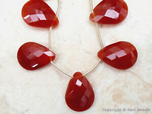 Chalcedony CARNELIAN Faceted 20mm-22mm long PEAR (2 Pear Drops -1 Pair) 24Ct
