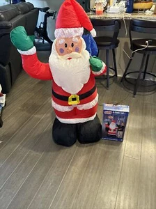 AirBlown Christmas Inflatable Standing Santa Gemmy 4 Feet Waving Toy Sack 2004 H - Picture 1 of 11