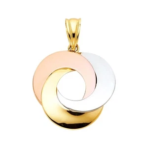 14K Tri Color Gold Love Circle Pendant - Picture 1 of 4
