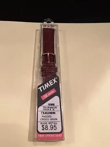 Timex 16 mm braun gepolstertes Kroko-Korn Uhrenarmband mit goldfarbener Schließe - Bild 1 von 2