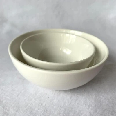 Condiment Garnish Bowls White Ceramic Capri Set of Two Small Tabletops Gallery - Image 1 of 4
