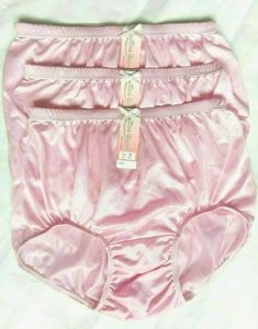 x3 Vintage rosa Höschen Nylon seidig Bikini Hi Slip Sissy Schlüpfer Unterwäsche XL - Bild 1 von 5