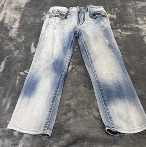 Miss Me Jeans Denim Size 25 Girl or Women 23 Inseam Embroidered Boyfriend Faded - Picture 1 of 10