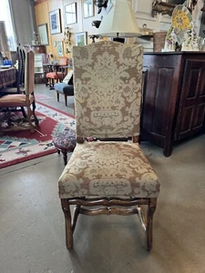 19th Century French Walnut Upholstered Os De Mouton Dining Chair w/ Custom Cover - Picture 1 of 11