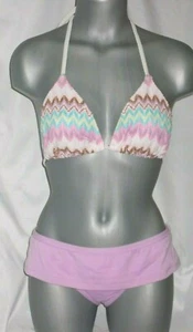 Swimsuit 2pc.Mix Hurley Bottom Large 9 Speedo Top L 9 Purple Pink Brown Green Te - Picture 1 of 2