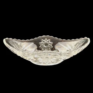 Vtg Anchor Hocking Prescut Glassware Star of David Small Boat Oval Relish Dish - Picture 1 of 13