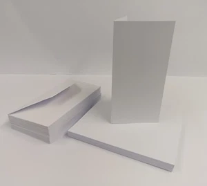 50 DL WHITE BLANK CARDS 250gsm & ENVELOPES 100gsm Pre Creased CARD MAKING CRAFT - Picture 1 of 1