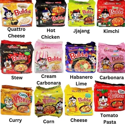Samyang Buldak Spicy Chicken Noodle Mix Flavors Variety Ramen Pack of 5