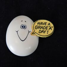 Hallmark Have a Grade A Day Smiley Face Egg Brooch Pin Chicken Farmer Vintage