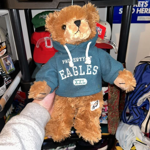 Vintage 90s Philadelphia Eagles Teddy Bear 13” Plush Good Stuff NFL Cover