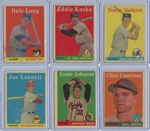 1958 Topps 18 Card Lot Inc. Dale Long, Eddie Kasko, Norm Siebern, Joe Lonnett - Picture 1 of 6
