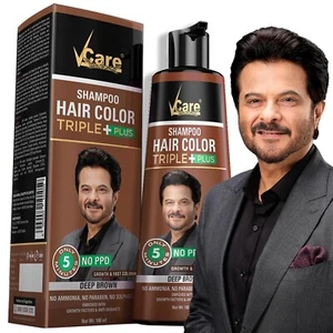 VCare Hair Colour Shampoo, 180ml, Dark Brown, No Ammonia & Long Lasting - Picture 1 of 4