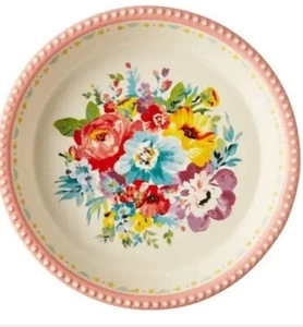 Pioneer Woman  Sweet Romance ~ 9.4" Stoneware  Gingham w/Floral Design Pie Pan - Picture 1 of 6