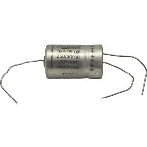 16uf + 16uf 250V 300V Axial Audio ELectrolytic Double Dual Capacitor Ducatti 36x